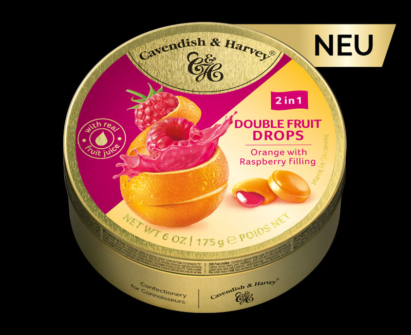 Double Fruit Drops – Orange with Raspberry filling, 175g